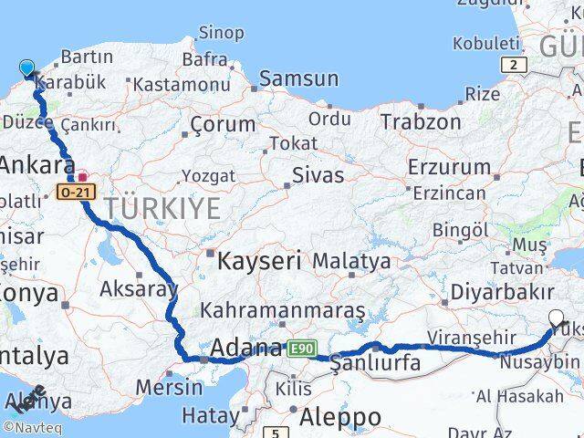 Zonguldak Kozlu Şırnak Arası Kaç Km - Yol Haritası