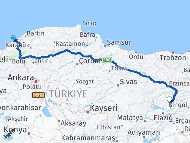 Zonguldak Kozlu Tunceli Arası Kaç Km - Yol Haritası