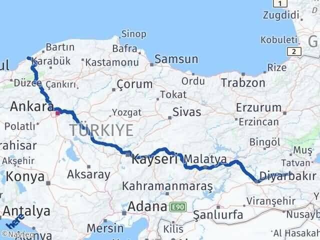 Zonguldak Kozluk Batman Arası Kaç Km - Yol Haritası