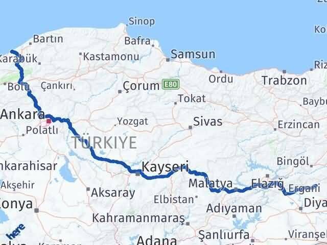 Zonguldak Lice Diyarbakır Arası Kaç Km - Yol Haritası