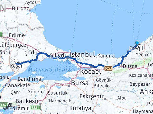 Zonguldak Malkara Tekirdağ Arası Kaç Km - Yol Haritası