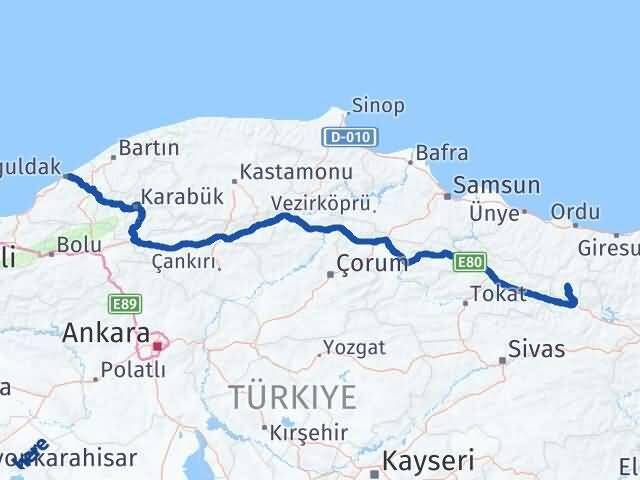 Zonguldak Mesudiye Ordu Arası Kaç Km - Yol Haritası