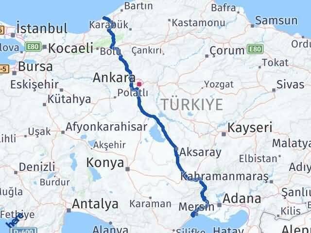 Zonguldak Mezitli Mersin Arası Kaç Km - Yol Haritası