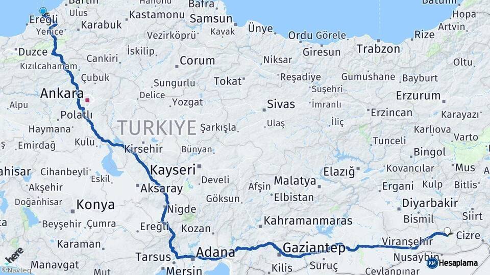 Zonguldak Midyat Mardin Arası Kaç Km - Yol Haritası
