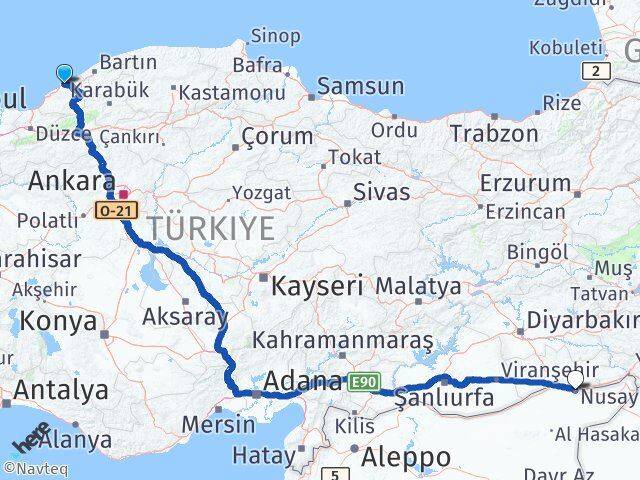 Zonguldak Nusaybin Mardin Arası Kaç Km - Yol Haritası