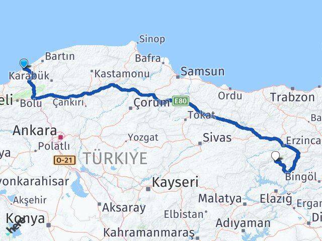 Zonguldak Ovacık Tunceli Arası Kaç Km - Yol Haritası