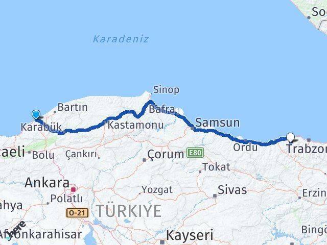 Zonguldak Şalpazarı Trabzon Arası Kaç Km - Yol Haritası
