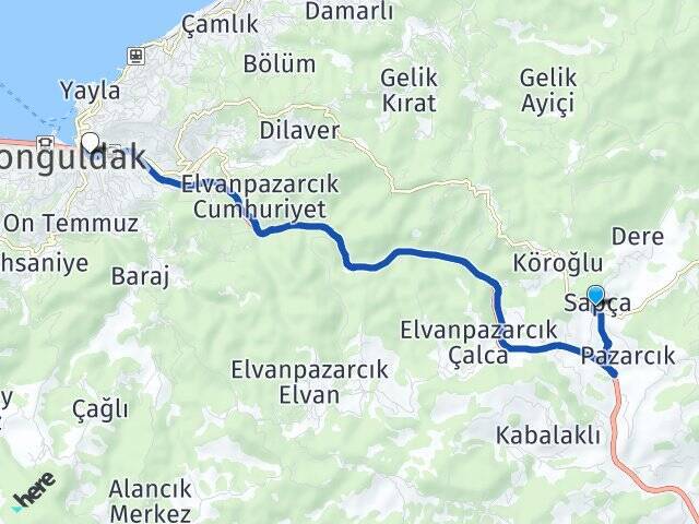 Sapça Mithatpaşa Arası Kaç Km - Yol Tarifi