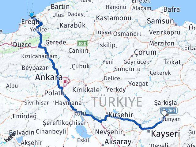 Zonguldak Sarıoğlan Kayseri Arası Kaç Km - Yol Haritası