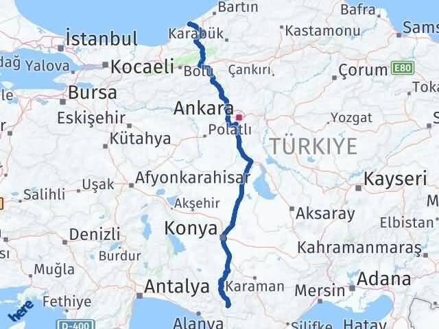 Zonguldak Sarıveliler Karaman Arası Kaç Km - Yol Haritası