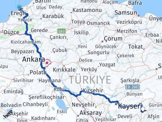 Zonguldak Sarız Kayseri Arası Kaç Km - Yol Haritası
