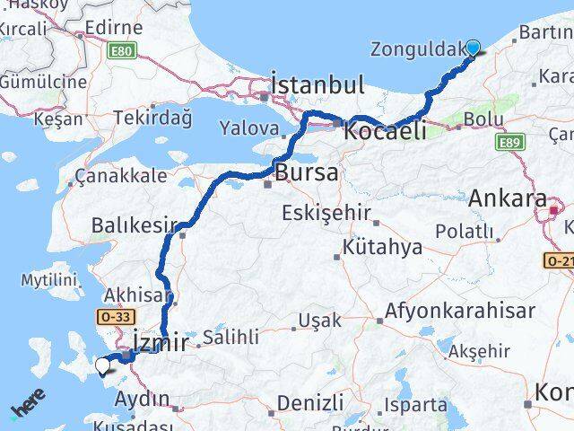 Zonguldak Seferihisar İzmir Arası Kaç Km - Yol Haritası