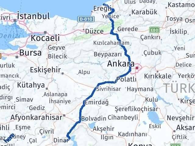 Zonguldak Senirkent Isparta Arası Kaç Km - Yol Haritası