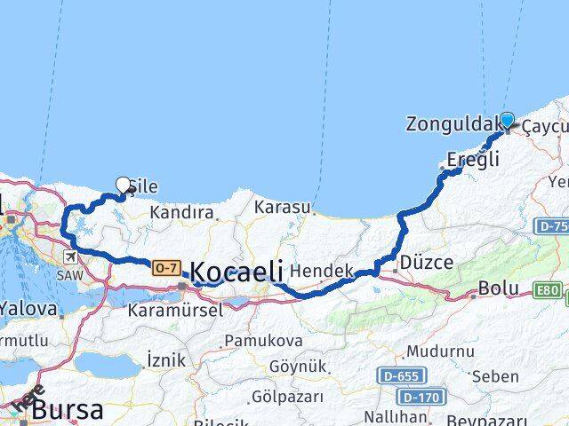 Zonguldak Şile İstanbul Arası Kaç Km - Yol Haritası