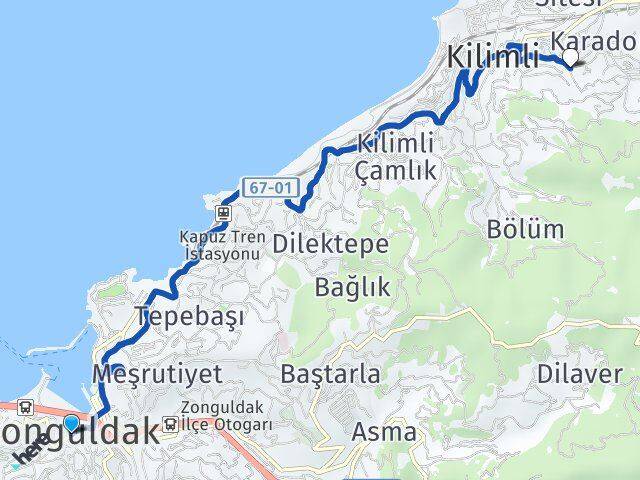 Zonguldak Subatan Kilimli Arası Kaç Km - Yol Haritası