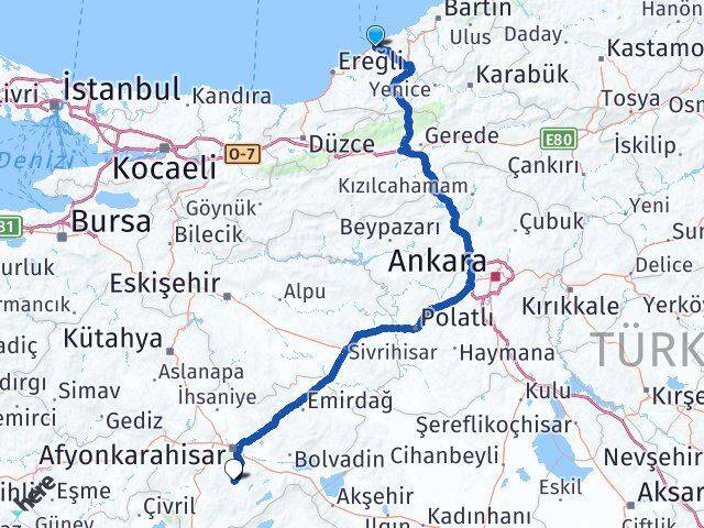 Zonguldak Şuhut Afyonkarahisar Arası Kaç Km - Yol Haritası