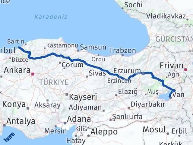 Zonguldak Tuşba Van Arası Kaç Km - Yol Haritası