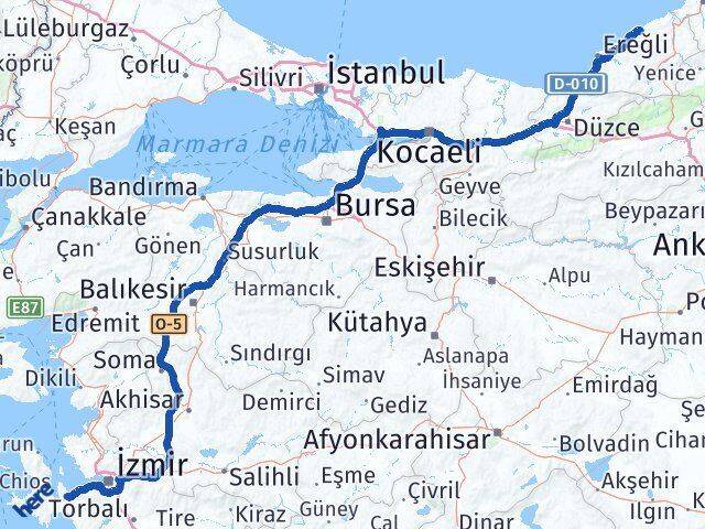 Zonguldak Urla İzmir Arası Kaç Km - Yol Haritası