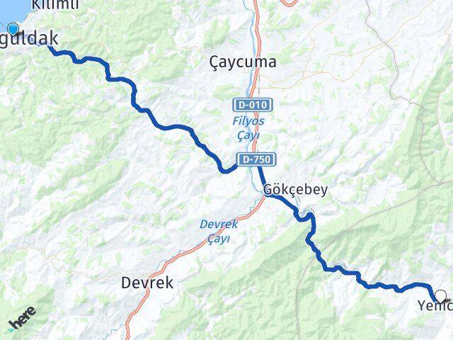 Zonguldak Yenice Karabük Arası Kaç Km - Yol Haritası