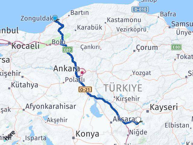Zonguldak Yeşilhisar Kayseri Arası Kaç Km - Yol Haritası